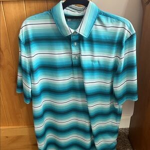 Ariat Men's Turquoise and White Striped Polo
